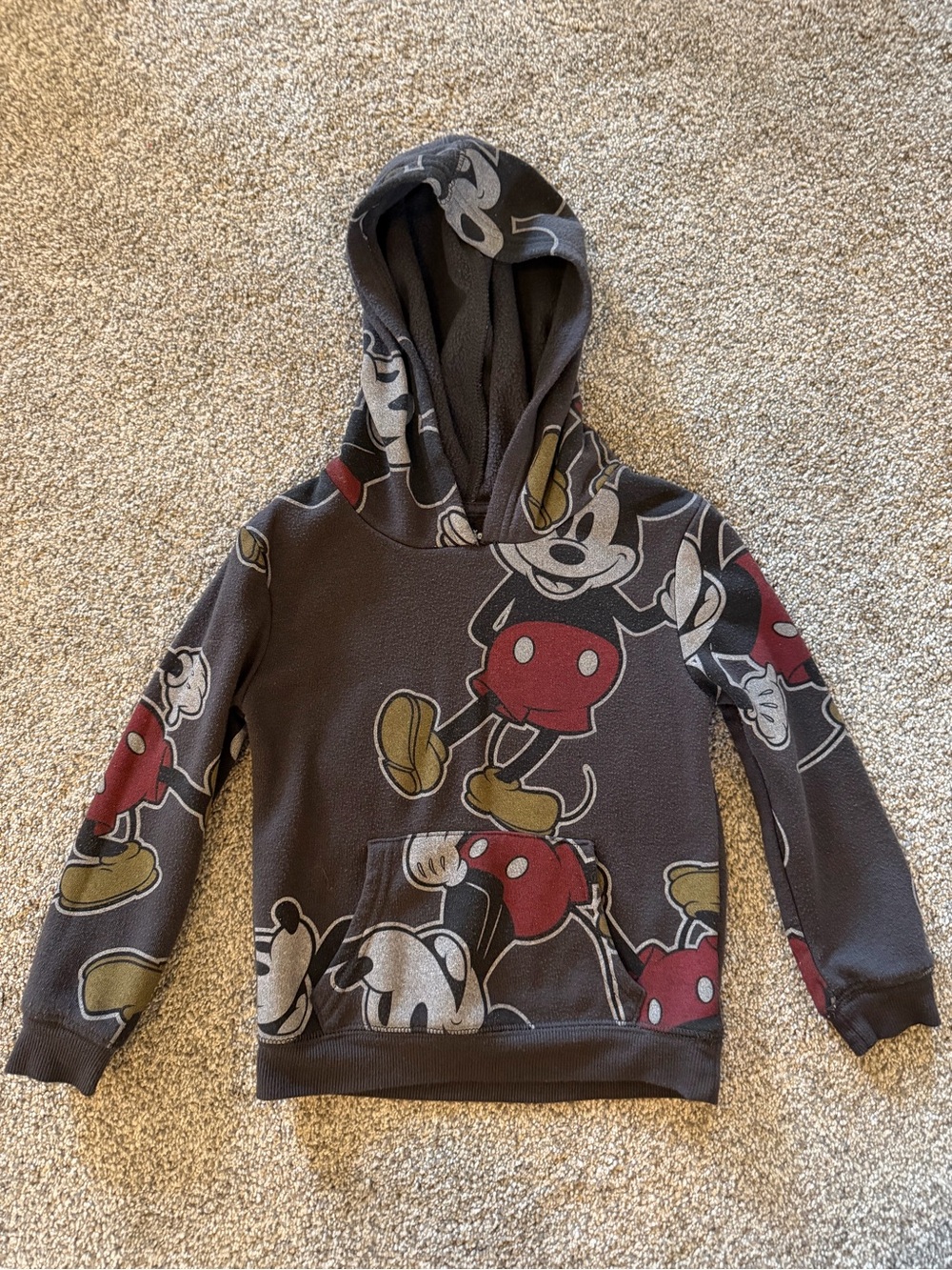 Kids' Gray Mickey Mouse Hoodie Sweatshirt - Character Print